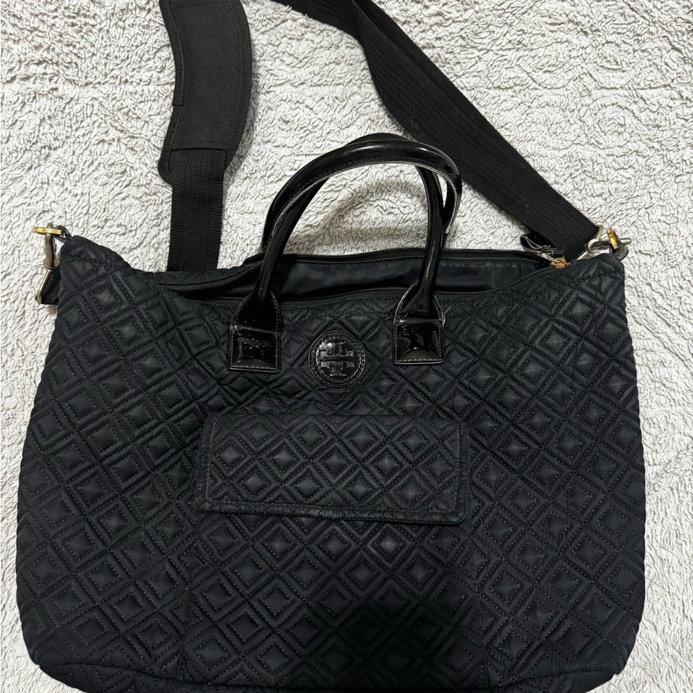 Tory Burch Black Quilted Laptop Bag